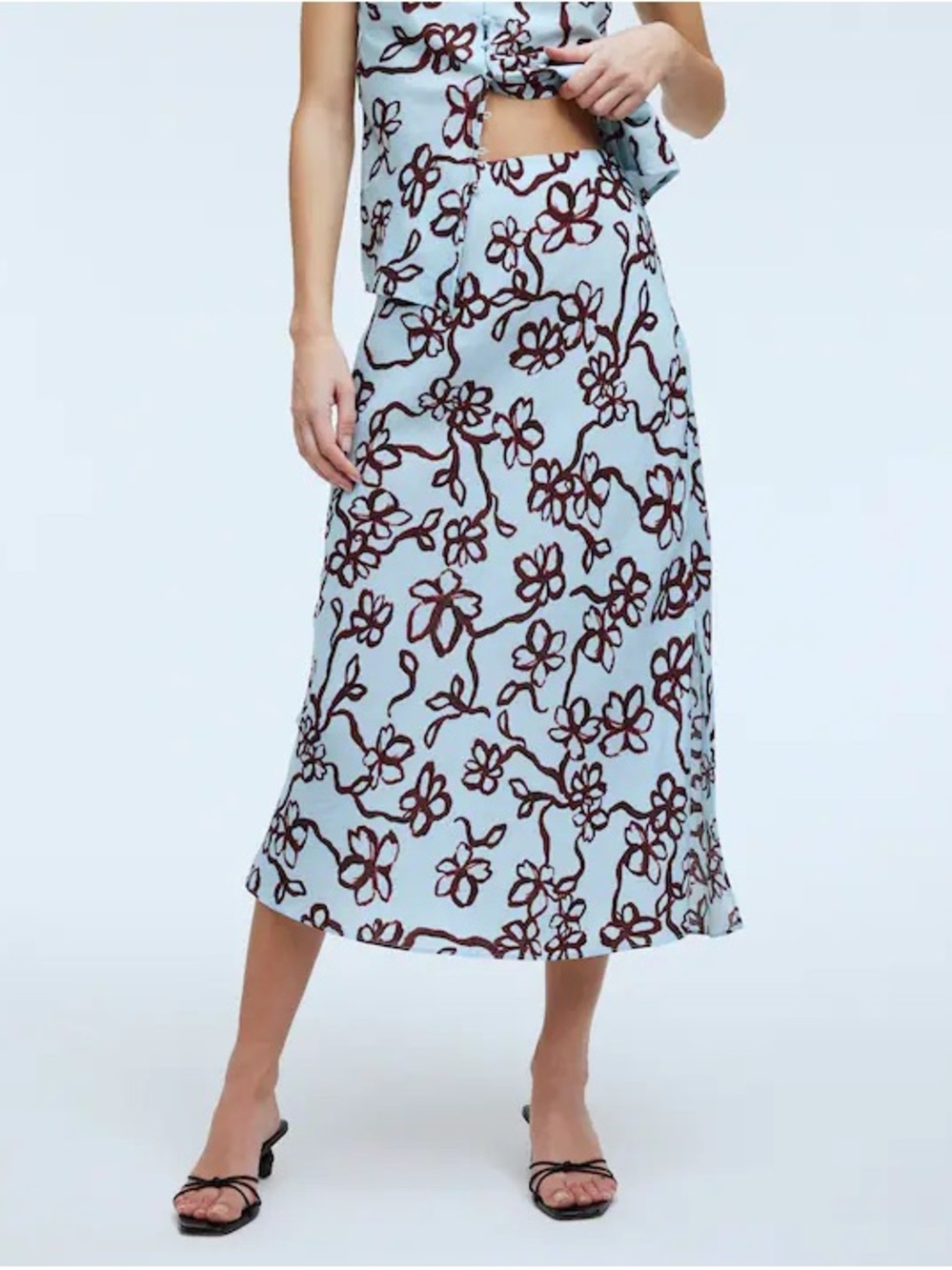 Madewell The Layton Midi Slip Skirt Gentle Wind Floral Size 8